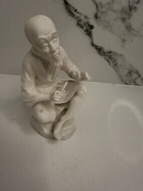 VTG Lenwile Ardalt Asian Man Statue White Japan Carving Collectible Porcelain